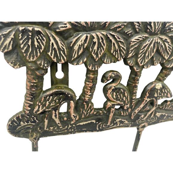 FLAMINIGOS Wall Hanging Coat Hat Key Rack w 3 Hooks Vintage Heavy Cast Metal - Picture 2 of 10